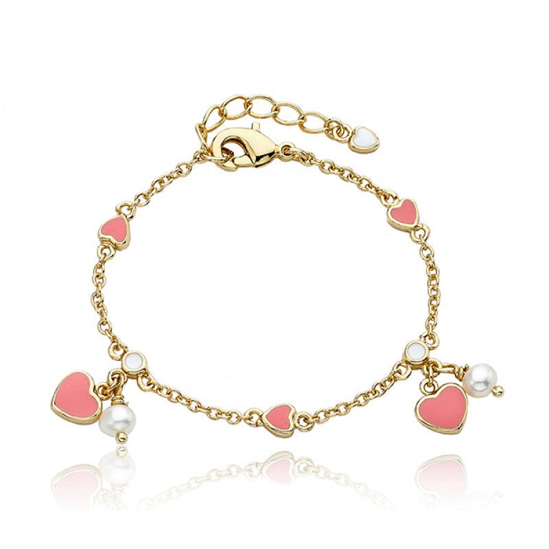 Enamel Heart Dangle Bracelet