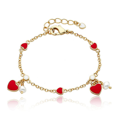 Enamel Heart Dangle Bracelet