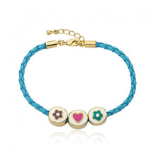 14k Gold Plated JEWEL BANDZ Aqua Braided Leather Bracelet