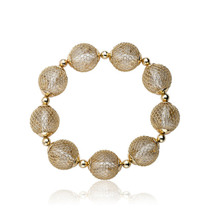 Mesh Over Lucite Ball Stretch Bracelet