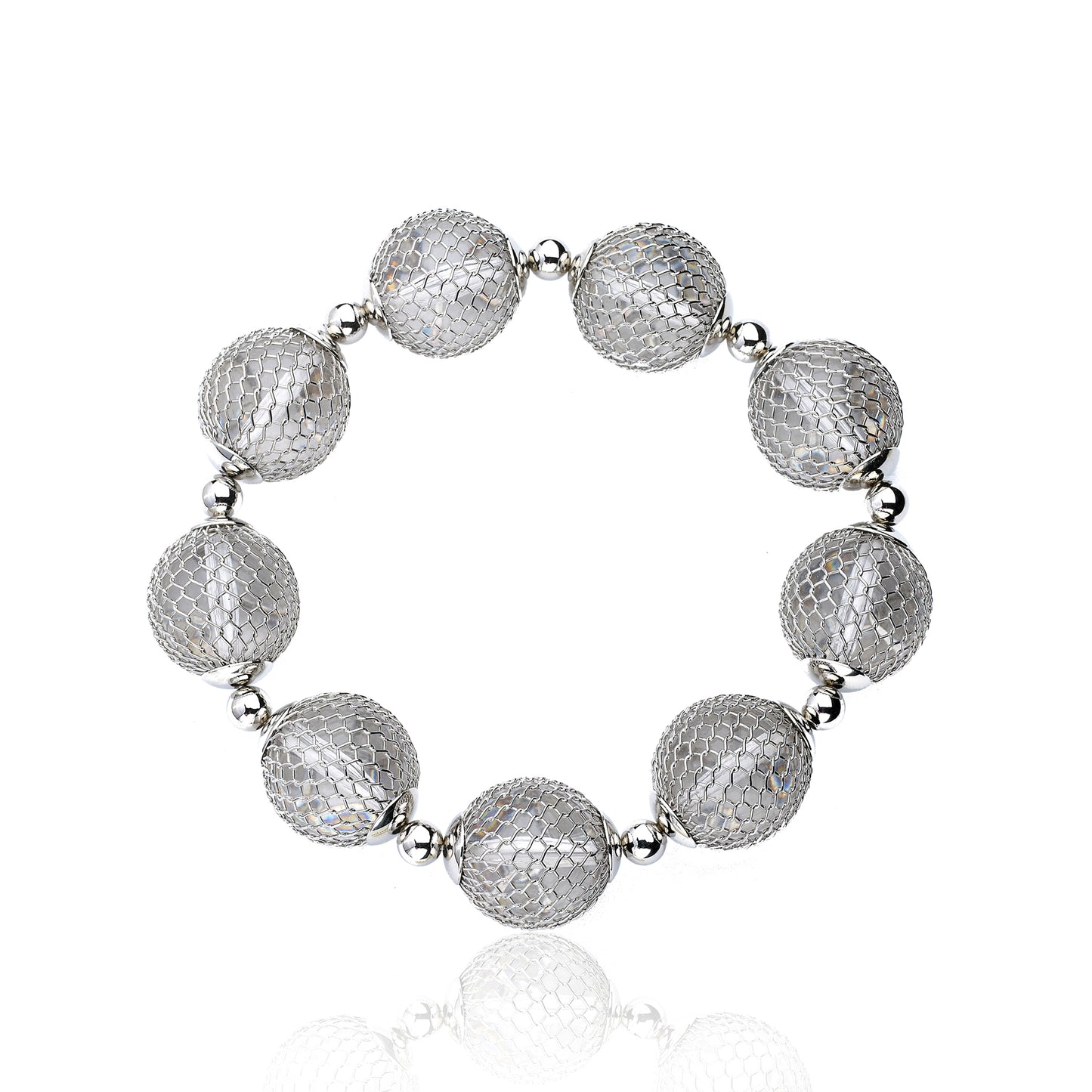 Mesh Over Lucite Ball Stretch Bracelet