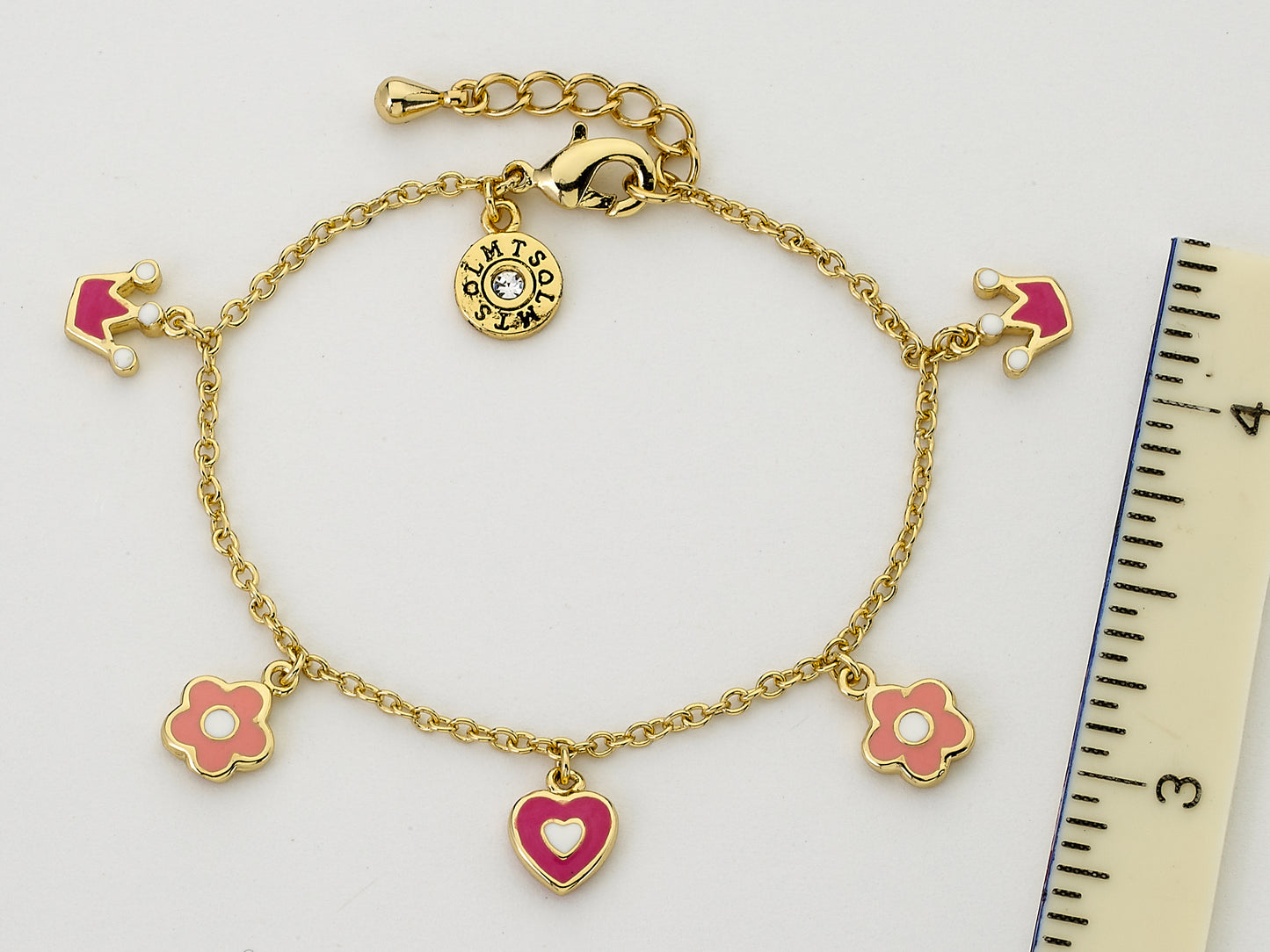 Enamel Heart & Flower Charm Bracelet