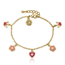 Enamel Heart & Flower Charm Bracelet