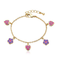 Enamel Heart & Flower Charm Bracelet