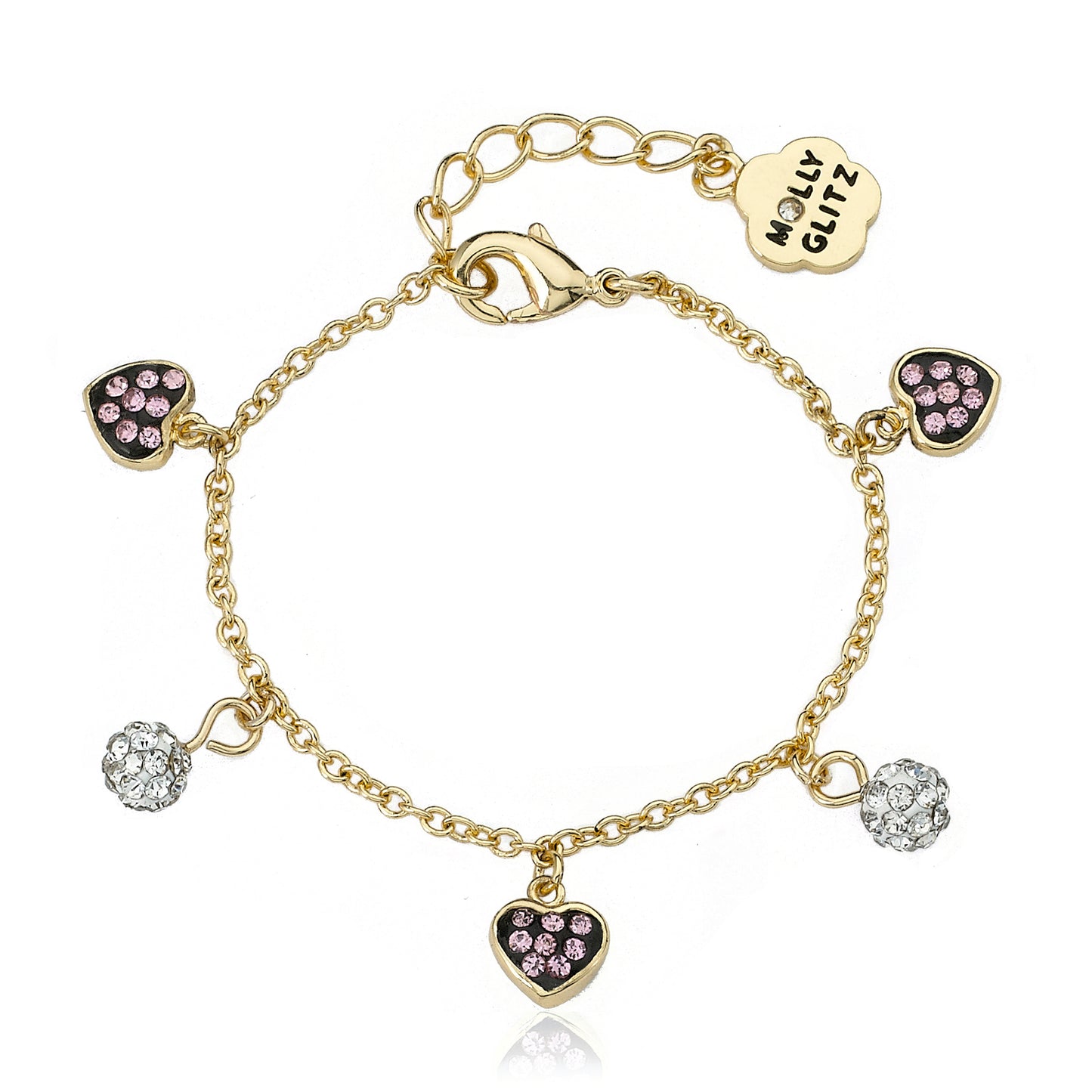 14k Gold Plated Heart Of Jewels Crystal Heart Bracelet