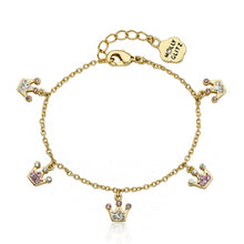 Pretty Princess 5 Crystal Crown Dangle Bracelet