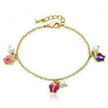 14k Gold Plated CHARMING TREATS Butterflies & Fresh Water Pearl Charm Bracelet