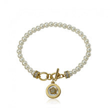 14k Gold Plated LITTLE MISS FLOWER GIRL Pearl Bracelet with MOP Charm