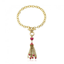 14k Gold Plated FROSTED FLOWERS Tassel Bracelet