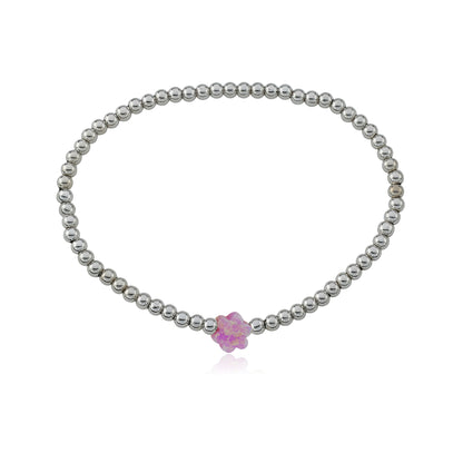 Glitter Girl Pink Opal Flower Bracelet