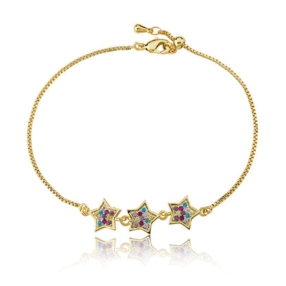 14K Gold Plated Cz Filled Stars Bracelet