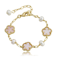 LMTS Classic! Freshwater Pearl & Pink Mother of Pearl Flower Bracelet