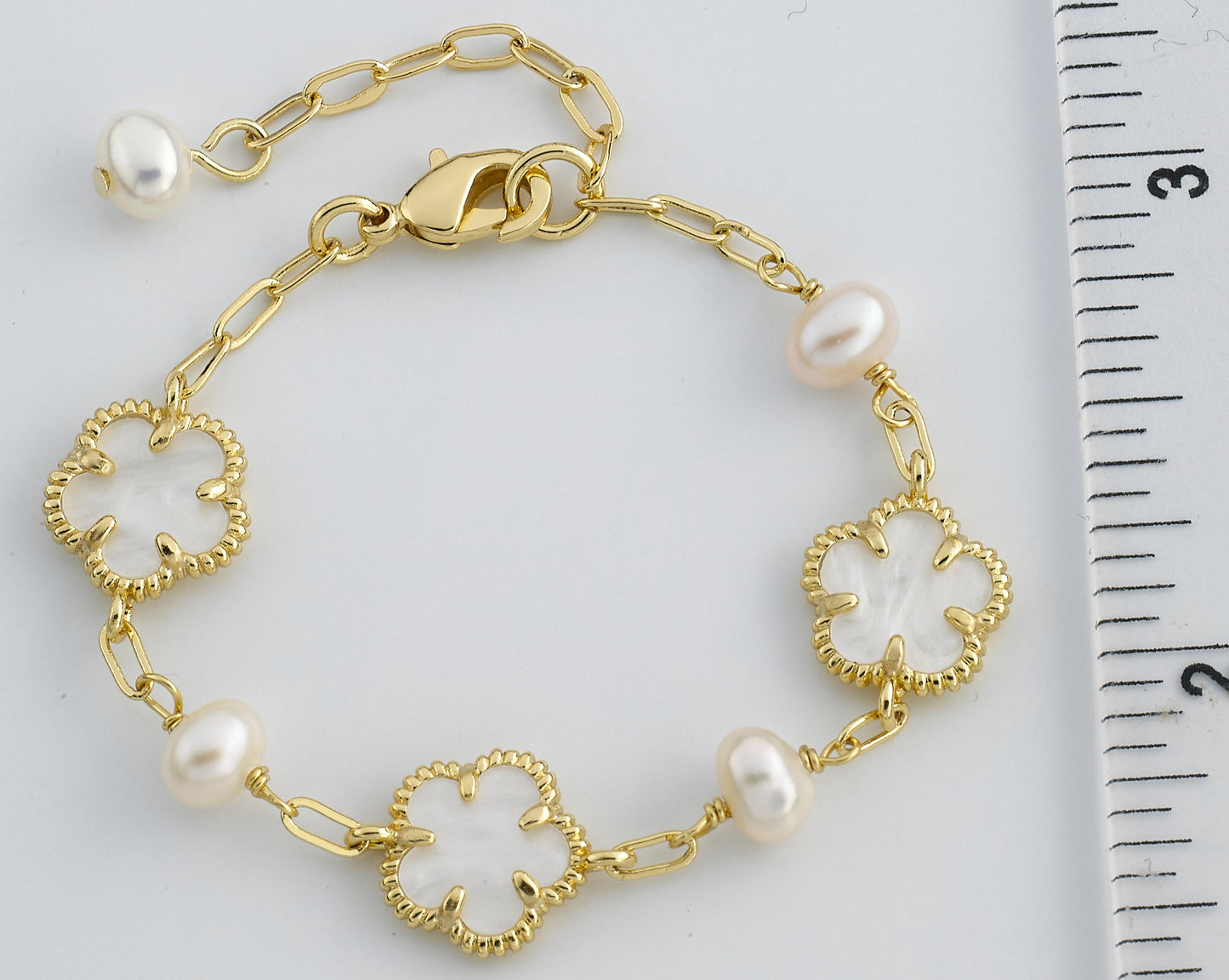 LMTS Classic! Freshwater Pearl & Pink Mother of Pearl Flower Bracelet