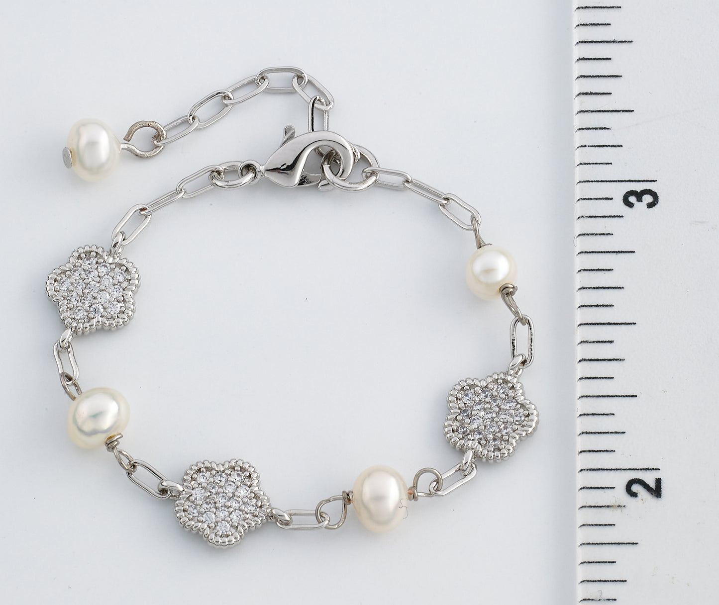 LMTS Classic! Freshwater Pearl & Micro Pave Flowers Bracelet