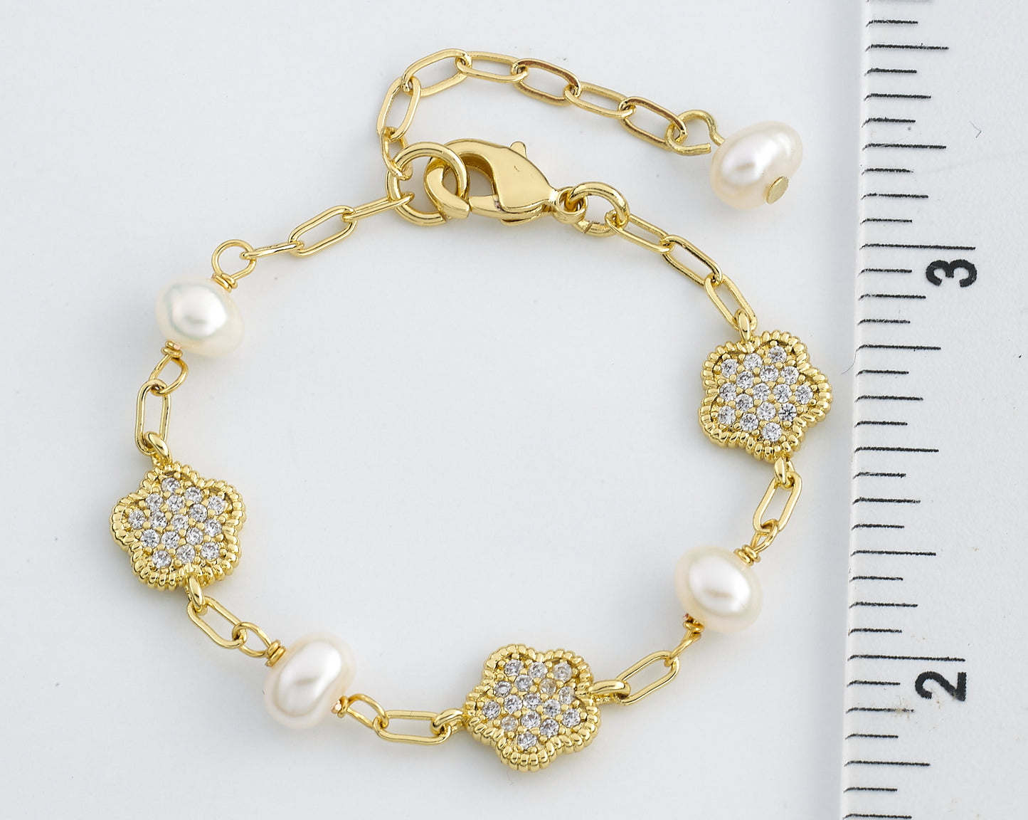 LMTS Classic! Freshwater Pearl & Micro Pave Flowers Bracelet