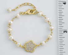 LMTS Classic! Freshwater Pearl & Micro Pave Flower Bracelet