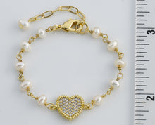 LMTS Classic! Freshwater Pearl & Micro Pave Heart Bracelet