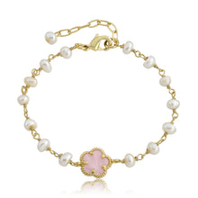 LMTS Classic! Freshwater Pearl & Pink Mother of Pearl Flower Bracelet