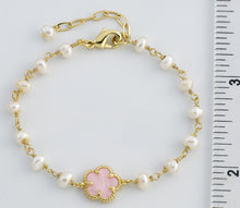 LMTS Classic! Freshwater Pearl & Pink Mother of Pearl Flower Bracelet