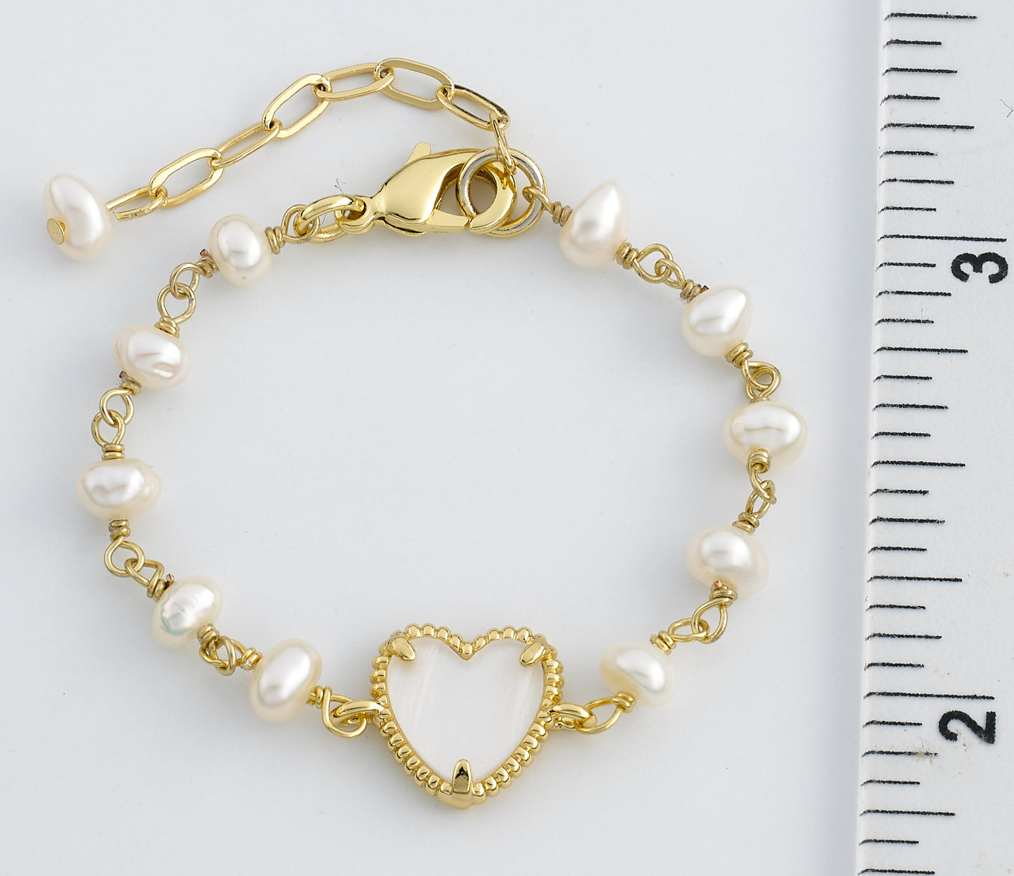 LMTS Classic! Freshwater Pearl & Pink Mother of Pearl Heart Bracelet