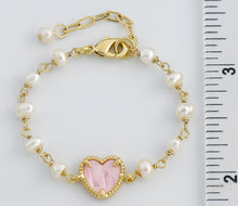 LMTS Classic! Freshwater Pearl & Pink Mother of Pearl Heart Bracelet