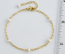 Classic! Paperclip Chain & Fresh Water Pearl Station Bracelet