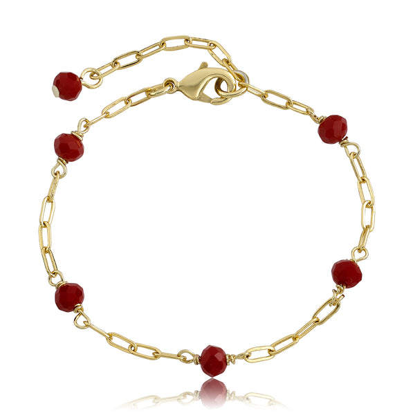 Classic! Paperclip Chain & Red Bead Bracelet