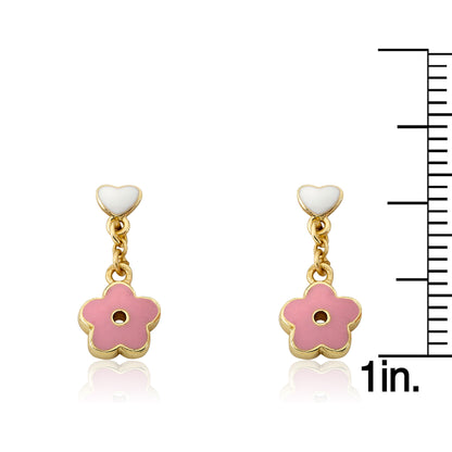 Heart Flower Dangle Earring