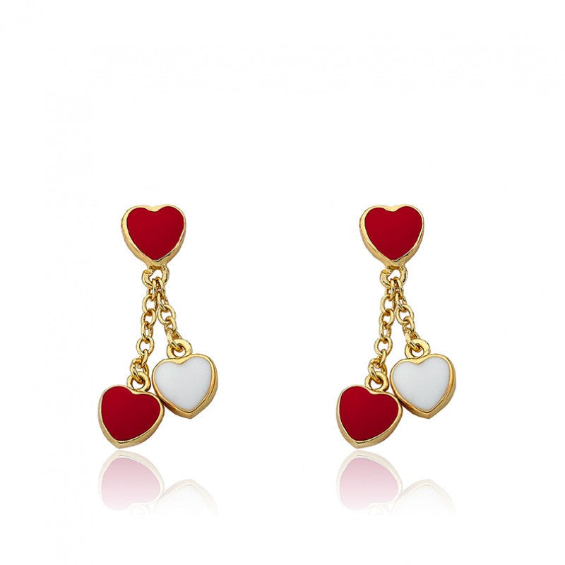 Enamel Heart Dangle Earring