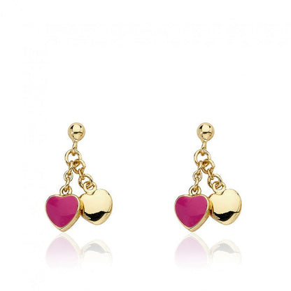 Enamel & Gold Heart Dangle Earring