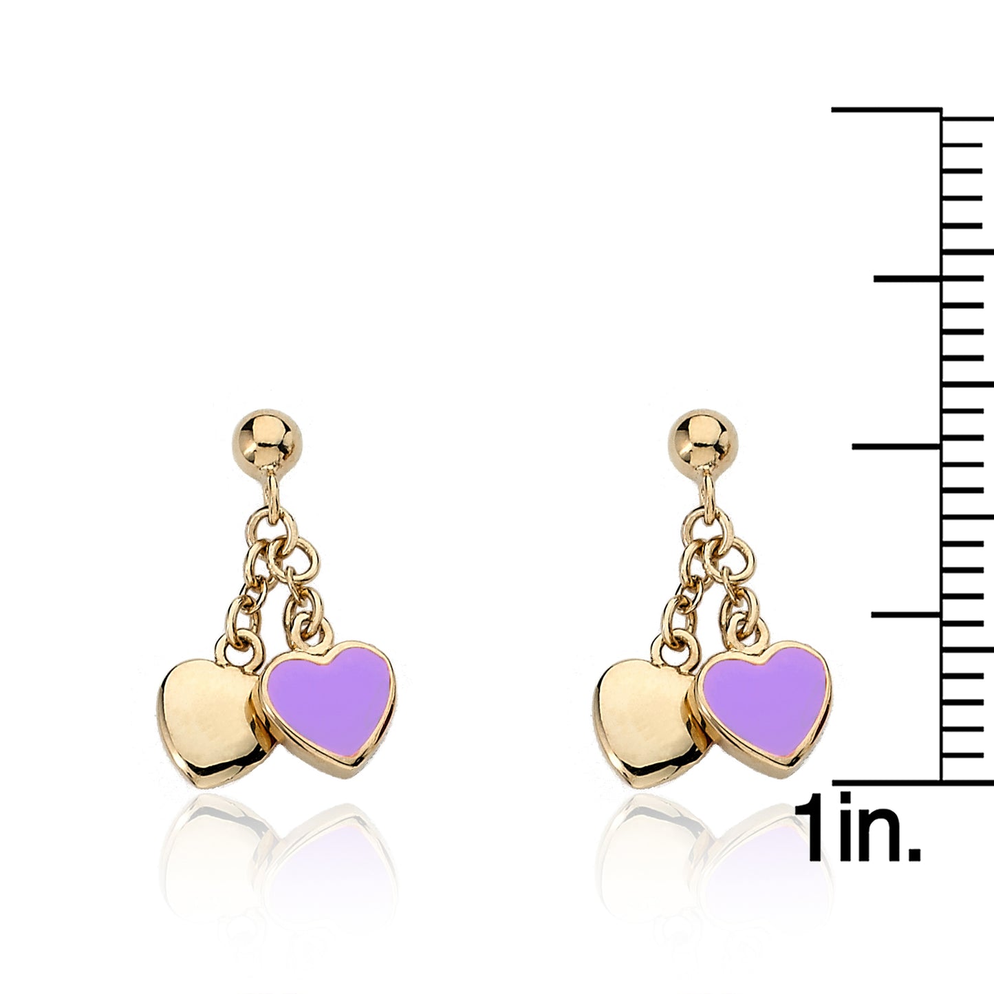 Enamel & Gold Heart Dangle Earring