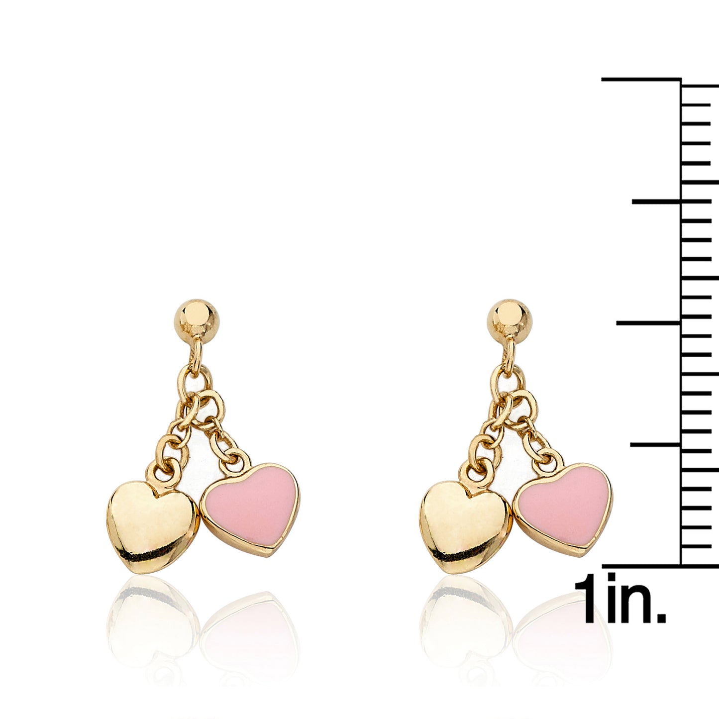 Enamel & Gold Heart Dangle Earring