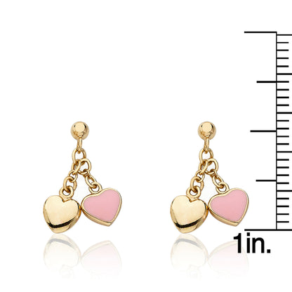 Enamel & Gold Heart Dangle Earring