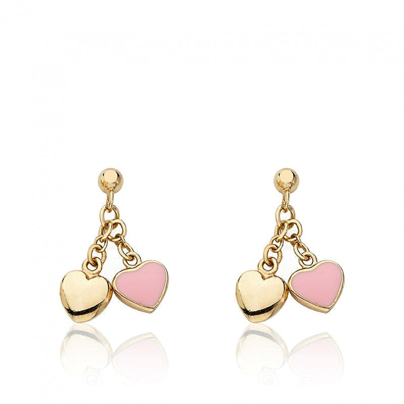 Enamel & Gold Heart Dangle Earring