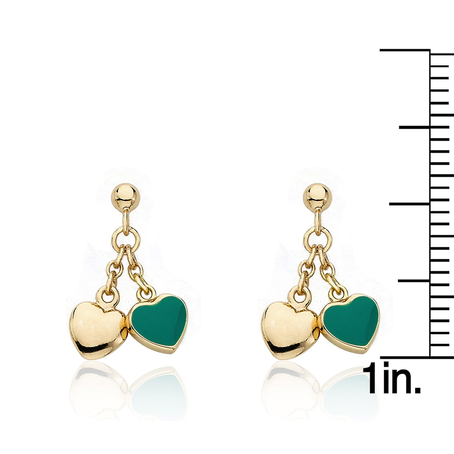 Enamel & Gold Heart Dangle Earring