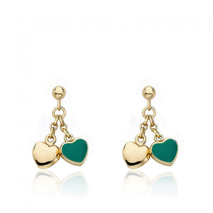 Enamel & Gold Heart Dangle Earring