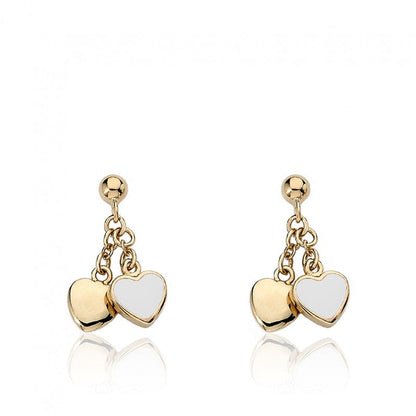 Enamel & Gold Heart Dangle Earring