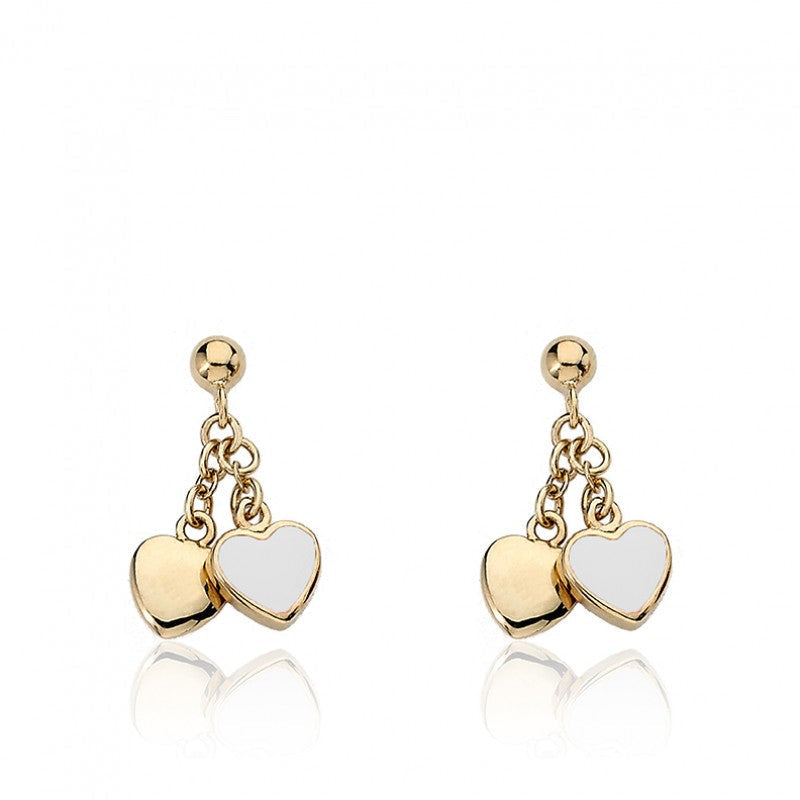 Enamel & Gold Heart Dangle Earring