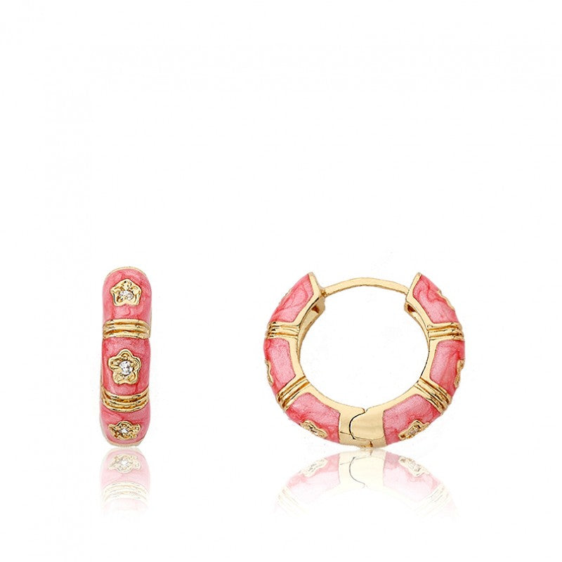 CZ Flowers Hoop Earring