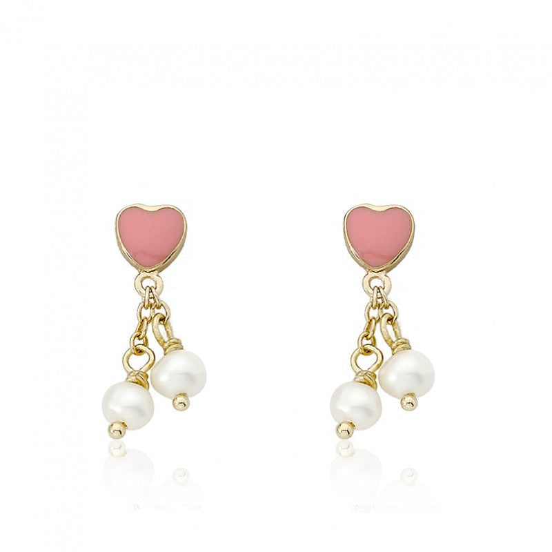 Heart Pearl Lariat Dangle Earring