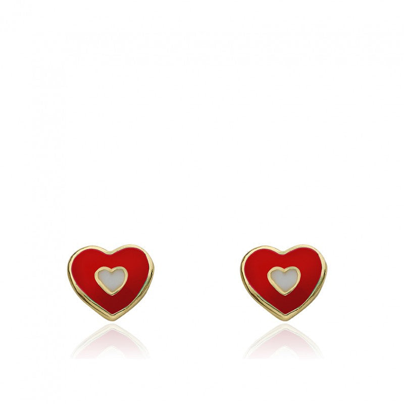 Enamel Heart Stud Earring