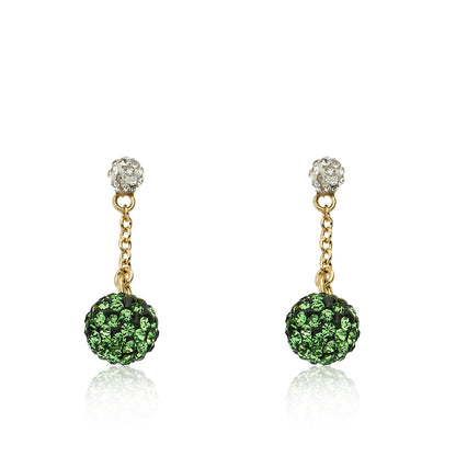 Crystal Ball Chain Earring With Crystal Stud