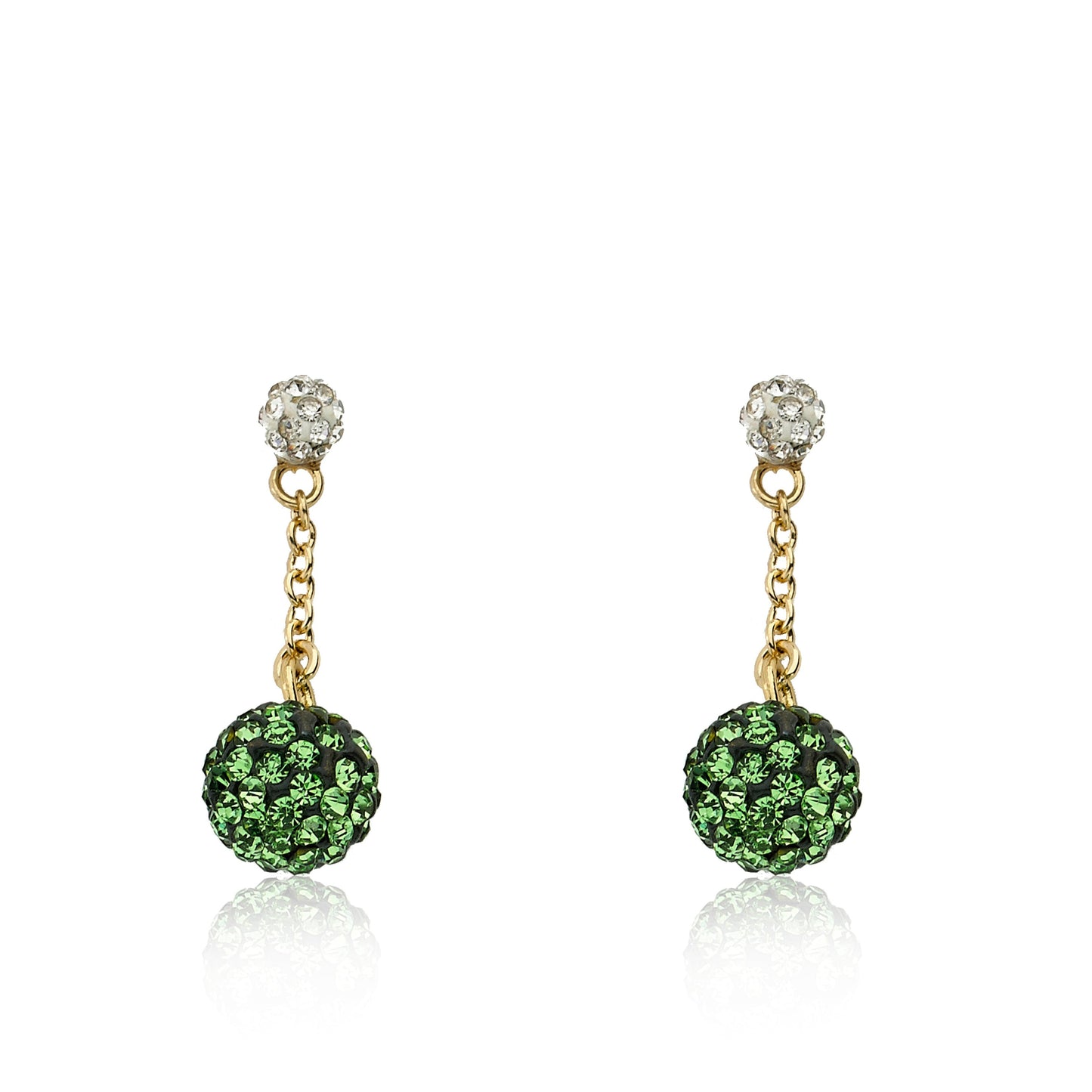 Crystal Ball Chain Earring With Crystal Stud