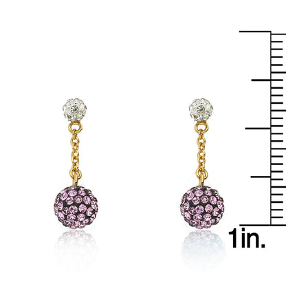 Crystal Ball Chain Earring With Crystal Stud