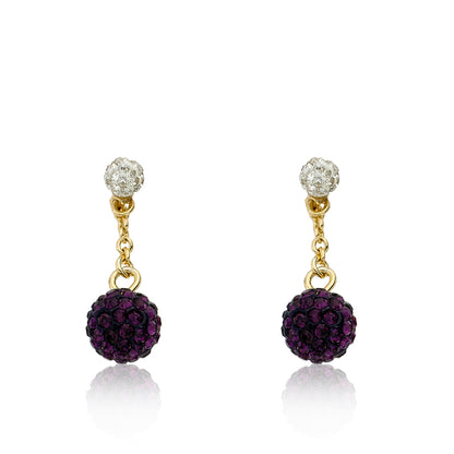 Crystal Ball Chain Earring With Crystal Stud