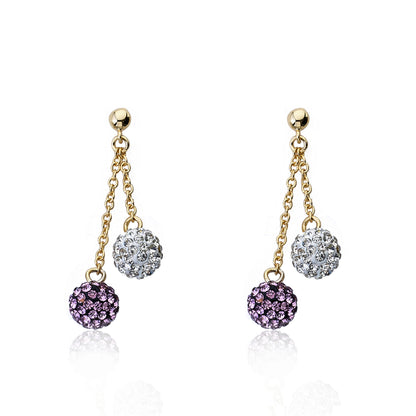 14K Gold Plated GLITZ BLITZ 2 Crystal Ball Earrings