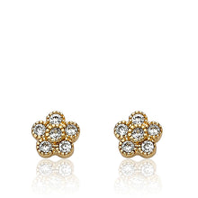 LMTS Little Miss Flower Girl Rhodium Plated Cubic Zirconia Small Flower Stud Earring/ Brass