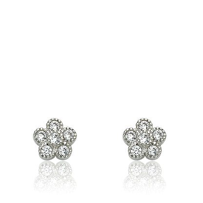 Cz Flower Stud Earring