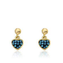 14K Gold Plated Heart Of Jewels Crystal Heart Dangle Earrings 2