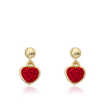 14K Gold Plated Heart Of Jewels Crystal Heart Dangle Earrings 2